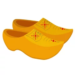 Fototapeten Klomp, traditional dutch wooden shoes. Clogs from the Netherlands with painted motif. Vector illustration in cartoon style © vikusha_art