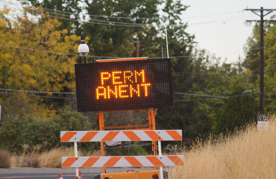 Road sign spells permanent