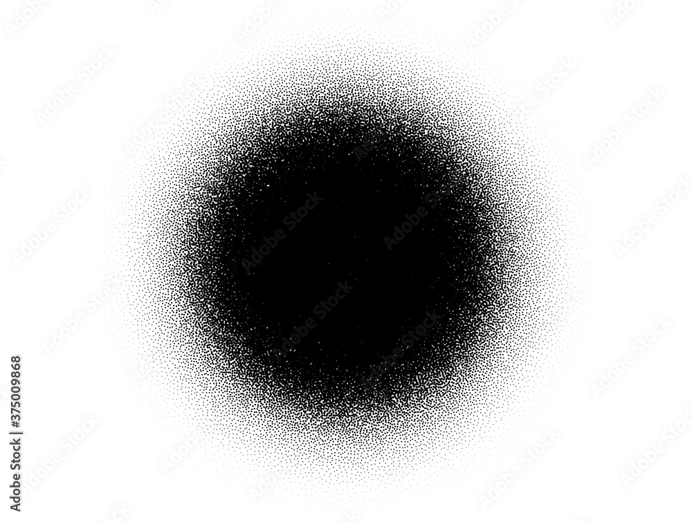 Poster dotwork stain pattern vector background. sand grain effect. black noise stipple dots. abstract noise