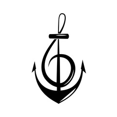 minimalist tattoo boho music anchor silhouette art icon over white background © Stockgiu