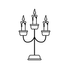 happy halloween, candles in chandelier trick or treat celebration line icon style
