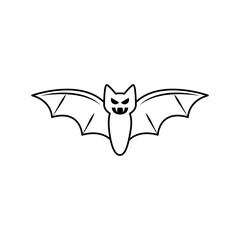 happy halloween, scary bat trick or treat celebration line icon style