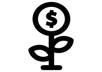 Money tree outline icon black color. Vector Illustration
