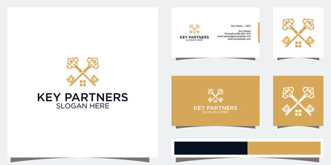 Fototapeta na wymiar Key partners logo design and business card