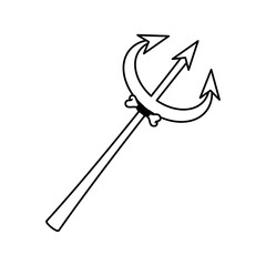 happy halloween, devil fork with bone trick or treat celebration line icon style