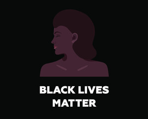 Female illustration showing stop racism. Black lives matter, we are equal. No racism concept. Flat style. Different skin colors. Supporting illustration. Vector. The social problems of racism.