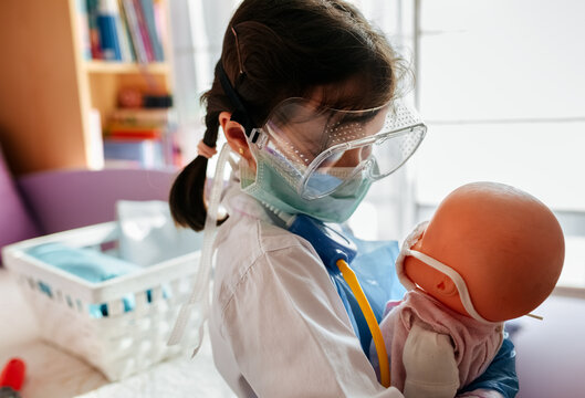 Little girl playing at home