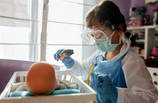 Little girl playing at home
