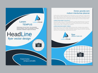 Modern business two-sided flyer, booklet, brochure cover vector design template. A4 format