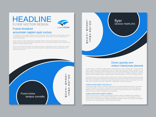 Modern business two-sided flyer, booklet, brochure cover vector design template. A4 format