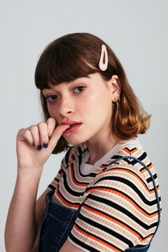 Young Sweet Female With Trendy Outfit