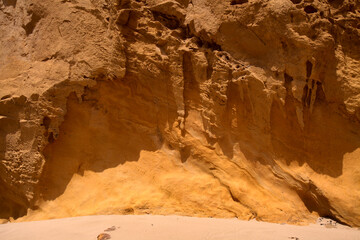 Spectacular Montana Amarilla, Yellow Mountain, in different colors of volcanic rock on La Graciosa, Canary Islands