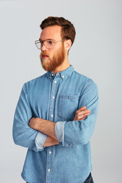 Bearded Nordic Man In Stylish Glasses