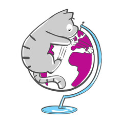 Cat on a globe