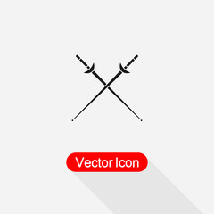 Fencing Sport Icon, Fencing Sword Icon,Cross Rapiers Icon Vector Illustration Eps10