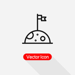 Flag On The Moon Icon Vector Illustration Eps10