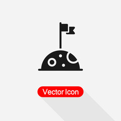Flag On The Moon Icon Vector Illustration Eps10