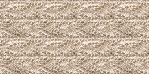 Brown Thread Pattern. Grunge Wool Pullover. 