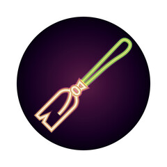 broom wooden handle tool cleaning neon icon style