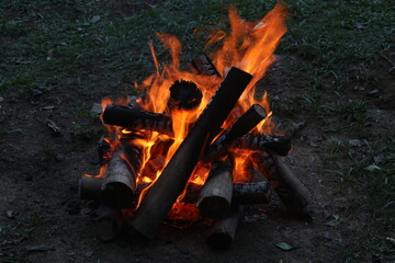 fire in the fireplace