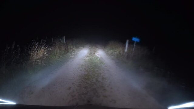 Pulling out onto road, driving in heavy fog at night