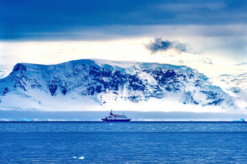 Ship Mountains Glaciers Charlotte Harbor Antarctica © Bill Perry