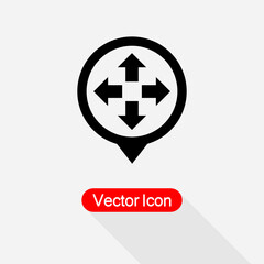 Obraz premium Navigate Icon, Move Cursor Icon In Map Pin vector illustration Eps10