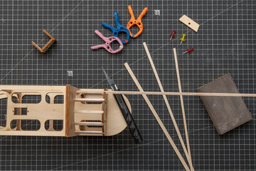 armed wooden airplane with radio control