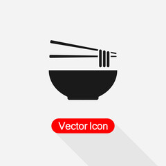 Noodle Bowl With Chopsticks Icon Vector Illustration Eps10