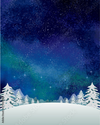 冬の景色 水彩 冬 景色 山 雪 雪山 星 夜空 キラキラ ミルキーウェイ Wall Mural Okaka08 冬の景色 水彩 冬 景色 山 雪 雪山 星 夜空 キラキラ ミルキーウェイ Wall Mural Okaka08