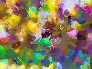 Illustration style background image, abstract pattern, various vibrant colors, oil painting pattern