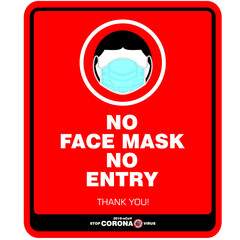 no face mask, no entry, poster and banner