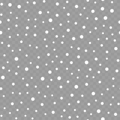 Seamless pattern with falling snowflakes on transparent background. Vector