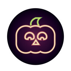 happy halloween, horror face pumpkin trick or treat party celebration neon icon style
