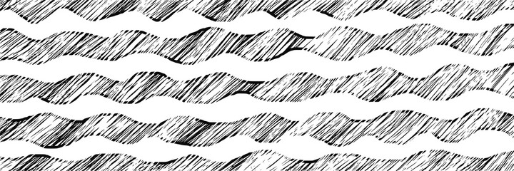 Naklejka premium Vector background in grunge style. Waves, pencil drawing.