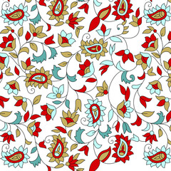 traditional Indian paisley pattern on  white    background