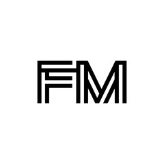 initial letter fm line stroke logo modern