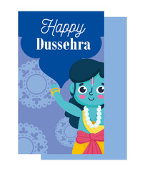 happy dussehra festival of india, religious lord rama cartoon, mandalas decoration background card