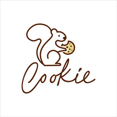 Food Business Logo Bakery and Cookie Shop with Squirrel illustration