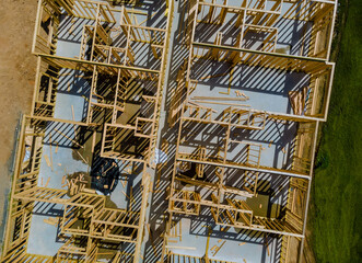 Framing beam of new house under construction home beam construction