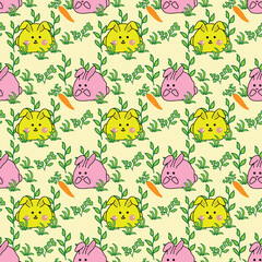 Seamless Pattern with Cute Rabbit can be used for baby clothes, kids and much more