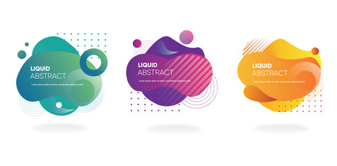 Set collection of dynamical colored forms and line. Gradient abstract banners with flowing liquid shapes. Template for the design of a logo, flyer or presentation. Vector