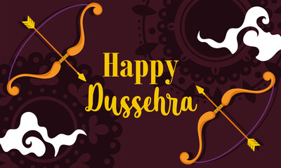 happy dussehra festival of india, phrase bow arrow traditional religious ritual banner