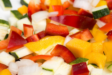 chopped colorful vegetables closeup selective focus
