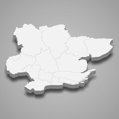 3d map of Essex is a ceremonial county of England
