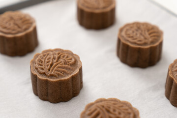 Mocha mooncake, a kind of traditional Chinese Snack for mid autumn festival