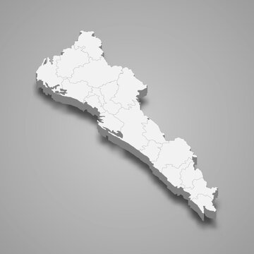 3d map of Sinaloa is a state of Mexico,