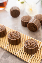 Mocha mooncake, a kind of traditional Chinese Snack for mid autumn festival
