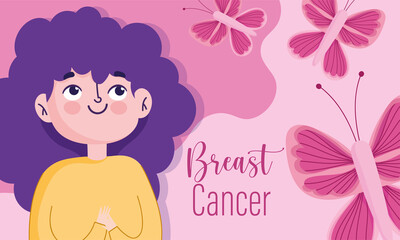 breast cancer awareness month cartoon woman for strength and health support