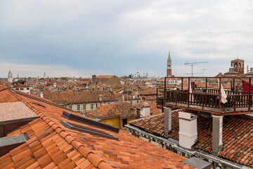 Fototapeta na wymiar View of Venice from the roof of a house.